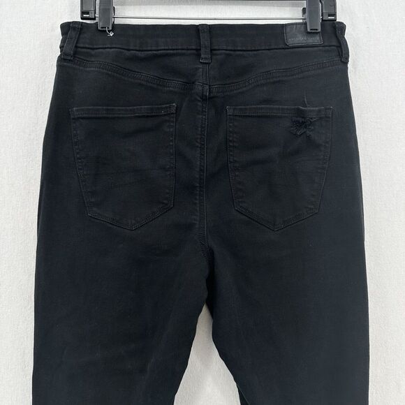 American Eagle Jeans 12 Long Curvy Hi Rise Jegging Next Level Black Distressed - Picture 5 of 12